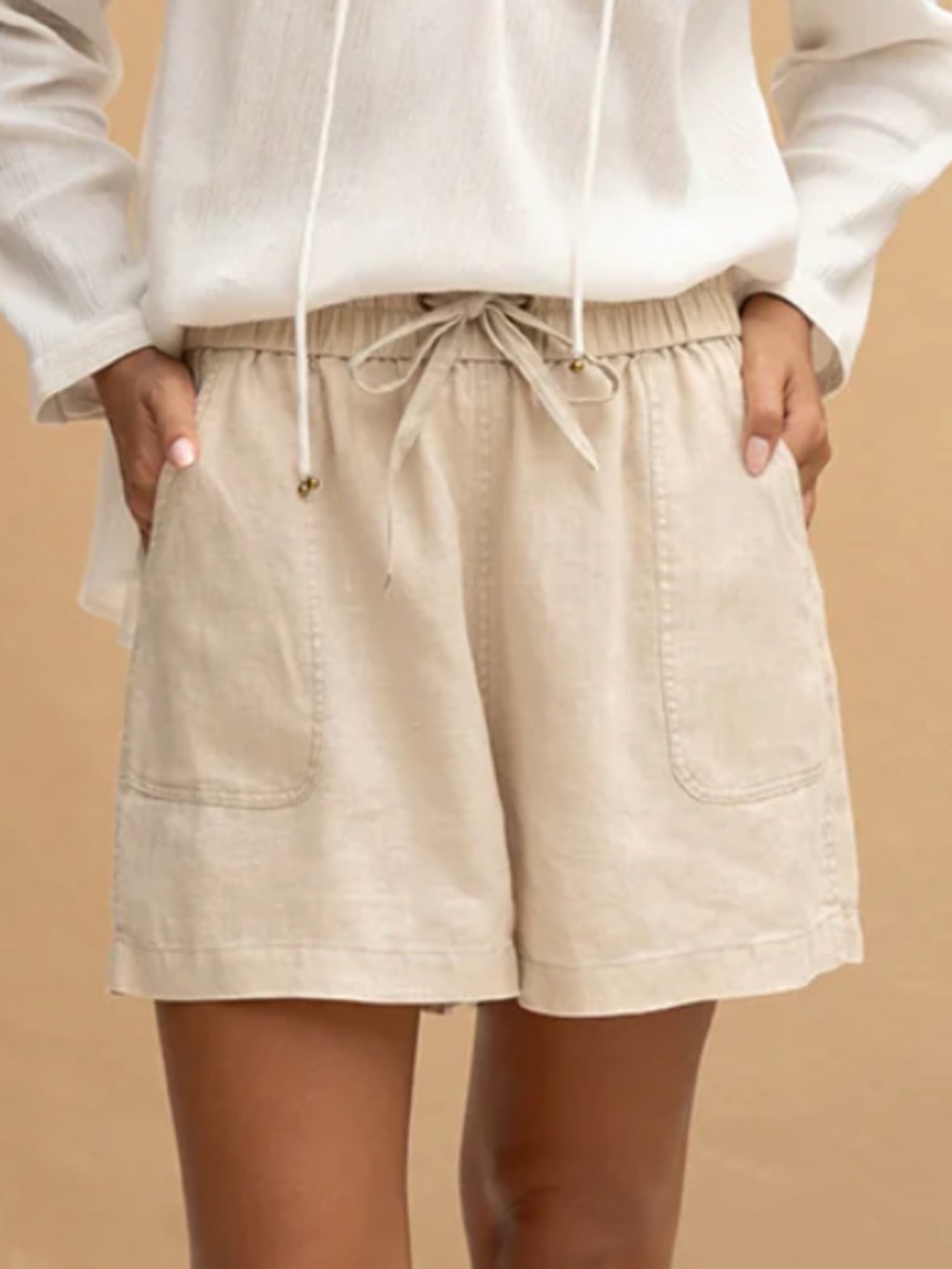 NOMAD the Label Linen Shorts - S - Stone Linen - XLNT